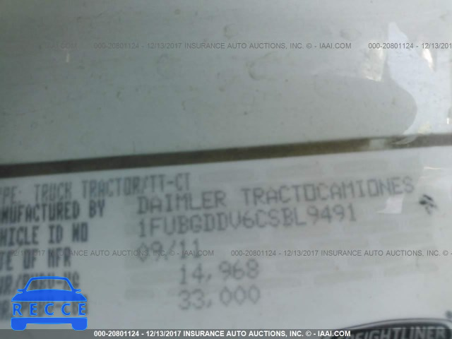 2012 FREIGHTLINER CASCADIA 125 1FUBGDDV6CSBL9491 image 9