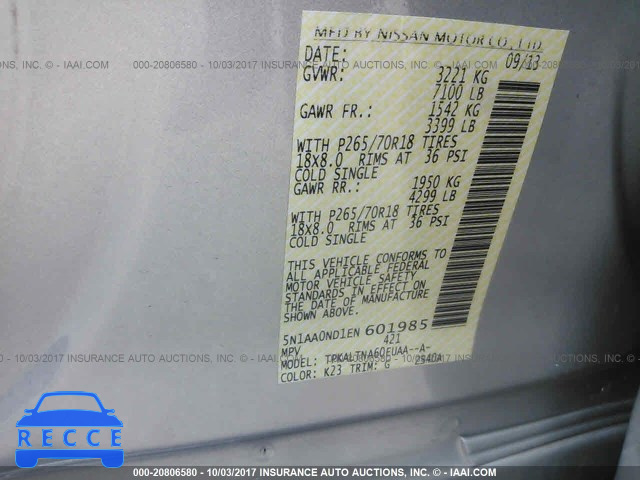 2014 Nissan Armada SV/SL/PLATINUM 5N1AA0ND1EN601985 image 8