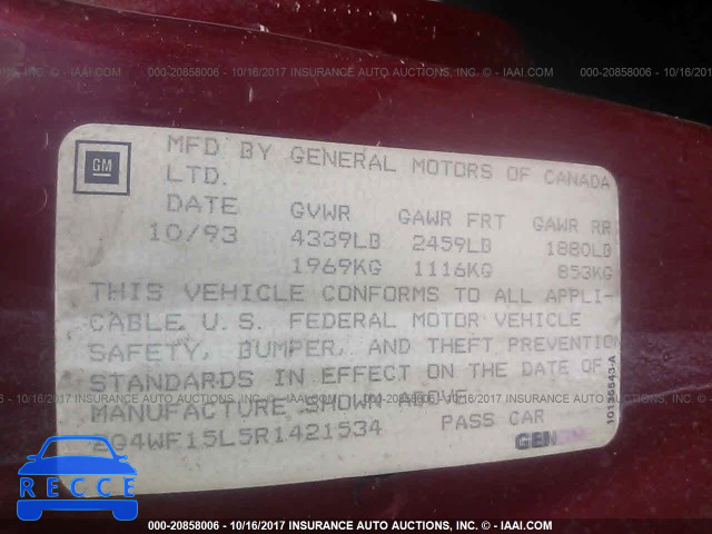 1994 Buick Regal GRAN SPORT 2G4WF15L5R1421534 зображення 8
