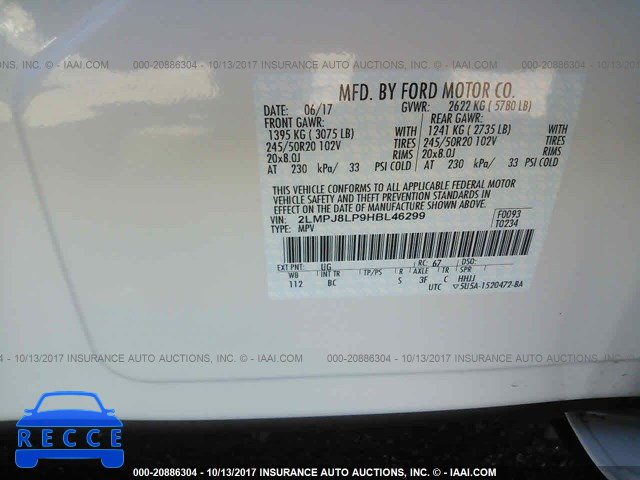 2017 LINCOLN MKX RESERVE 2LMPJ8LP9HBL46299 зображення 8