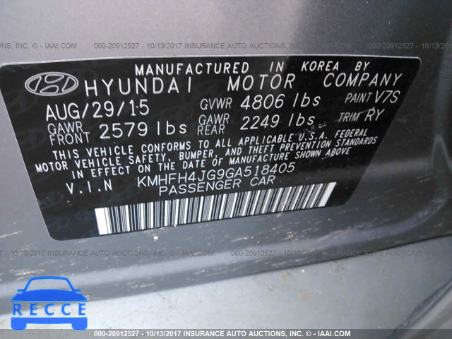 2016 Hyundai Azera LIMITED KMHFH4JG9GA518405 image 8