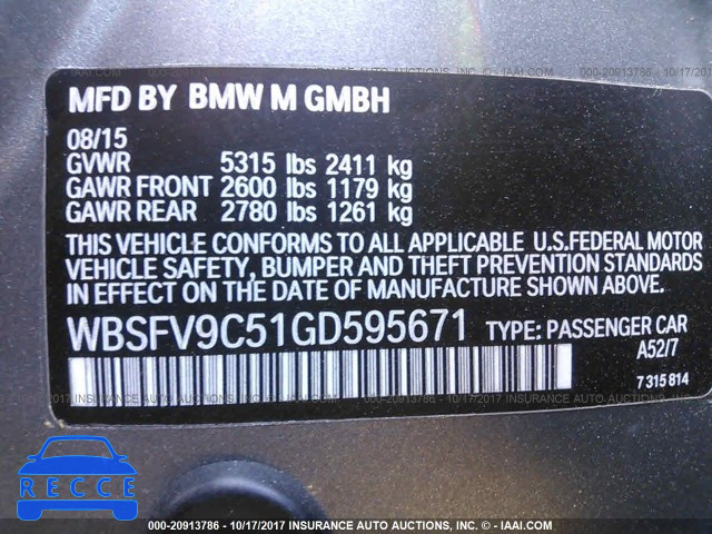 2016 BMW M5 WBSFV9C51GD595671 image 8