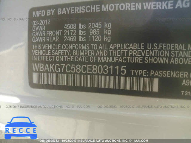 2012 BMW 335 I WBAKG7C58CE803115 зображення 8