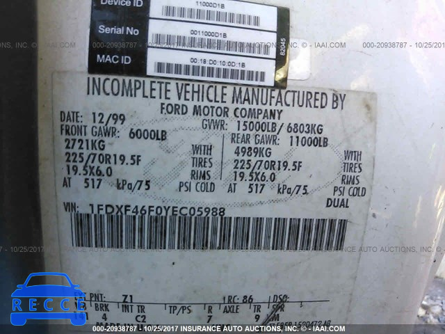 2000 FORD F450 1FDXF46F0YEC05988 image 8