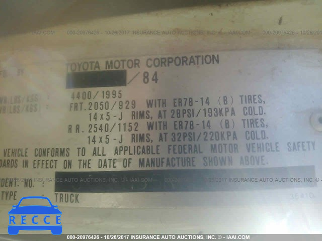 1984 TOYOTA PICKUP 1/2 TON RN55 JT4RN55R3E0071262 image 8