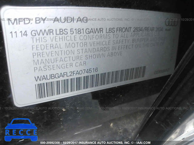 2015 AUDI S4 PREMIUM PLUS WAUBGAFL2FA074516 image 8