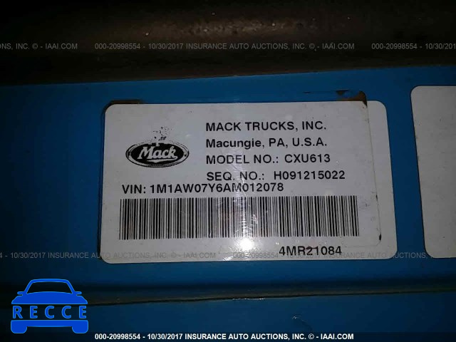 2010 MACK CXU613 CXU600 1M1AW07Y6AM012078 image 9