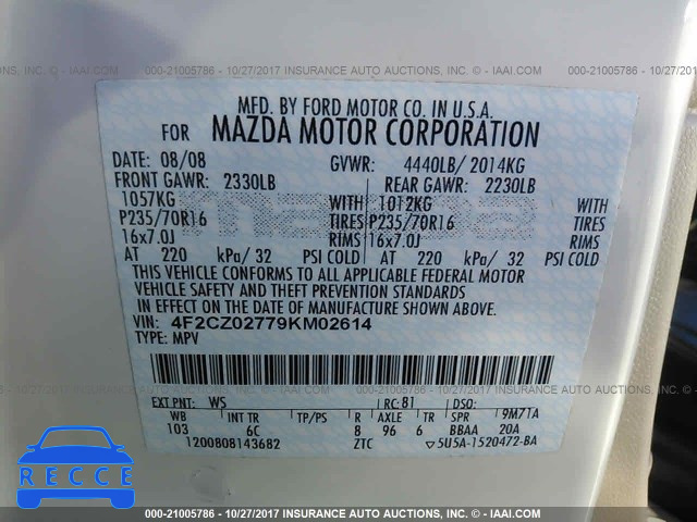 2009 MAZDA TRIBUTE I 4F2CZ02779KM02614 image 8
