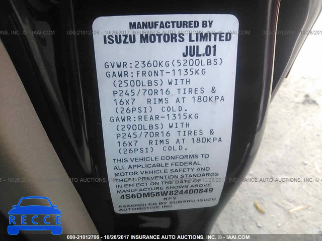 2002 Honda Passport EX/LX 4S6DM58W824400849 image 8