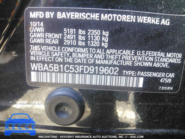 2015 BMW 535 I WBA5B1C53FD919602 image 8