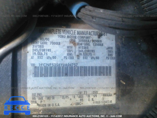 2000 FORD F550 SUPER DUTY STRIPPED CHASS 1FCNF53S6Y0A04757 image 8
