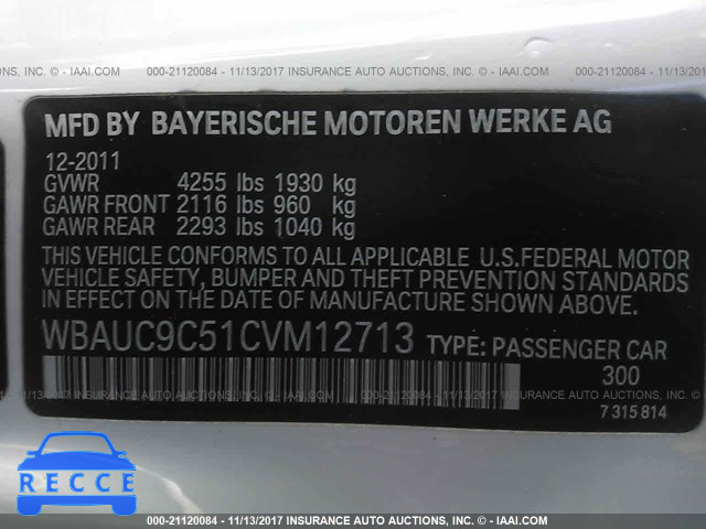 2012 BMW 135 I WBAUC9C51CVM12713 image 8