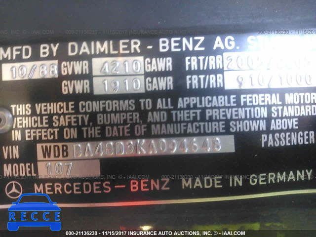 1989 Mercedes-benz 560 SL WDBBA48D3KA094648 Bild 8