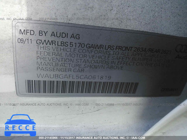 2012 AUDI S4 PREMIUM PLUS WAUBGAFL5CA061819 image 8