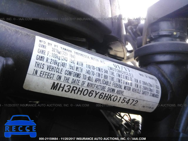 2017 YAMAHA YZFR3 MH3RH06Y6HK015472 image 9