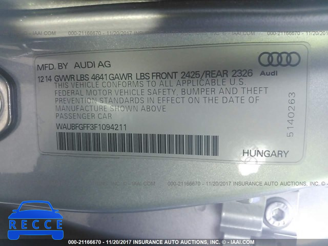 2015 AUDI S3 PREMIUM PLUS WAUBFGFF3F1094211 image 8