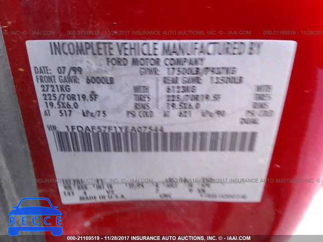 2000 Ford F550 SUPER DUTY 1FDAF57F1YEA07544 image 9