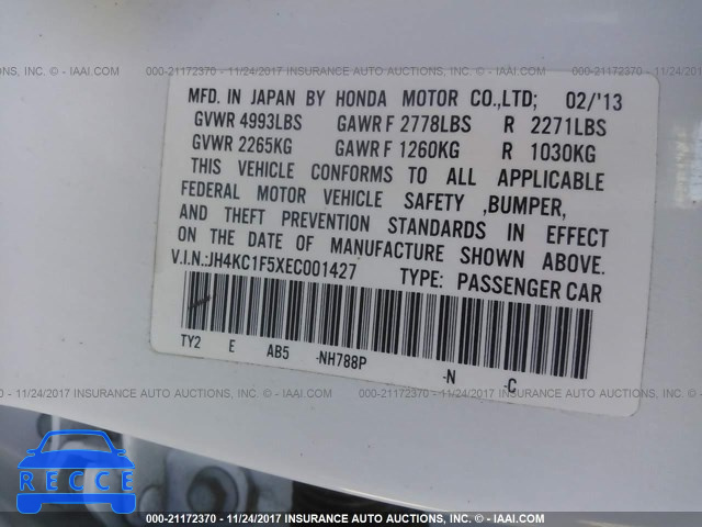 2014 ACURA RLX TECH JH4KC1F5XEC001427 image 8