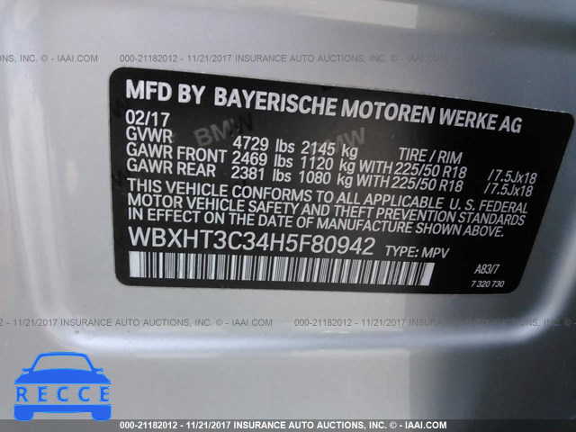2017 BMW X1 XDRIVE28I WBXHT3C34H5F80942 image 8