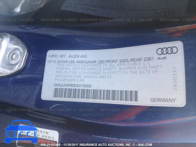 2014 AUDI A5 PREMIUM PLUS WAULFAFR0EA013000 image 8