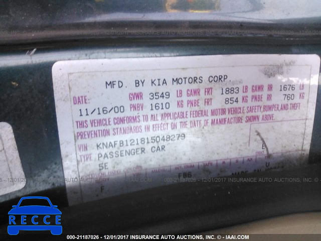 2001 KIA Sephia LS KNAFB121815048279 image 8