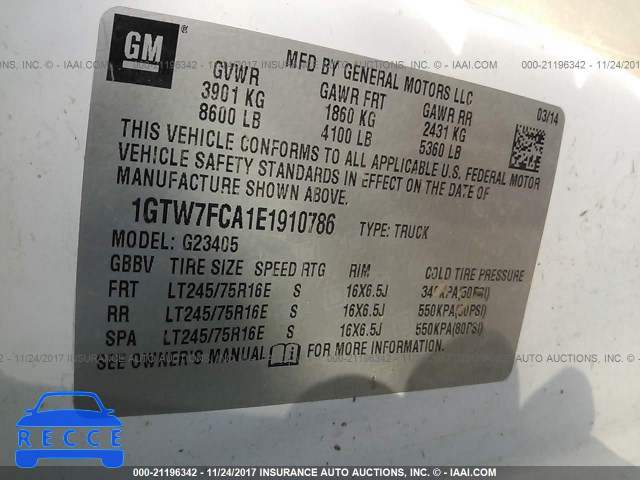 2014 GMC SAVANA G2500 1GTW7FCA1E1910786 image 8