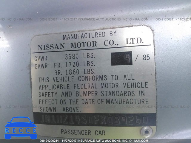 1985 Nissan 300ZX JN1HZ14S0FX089260 image 8