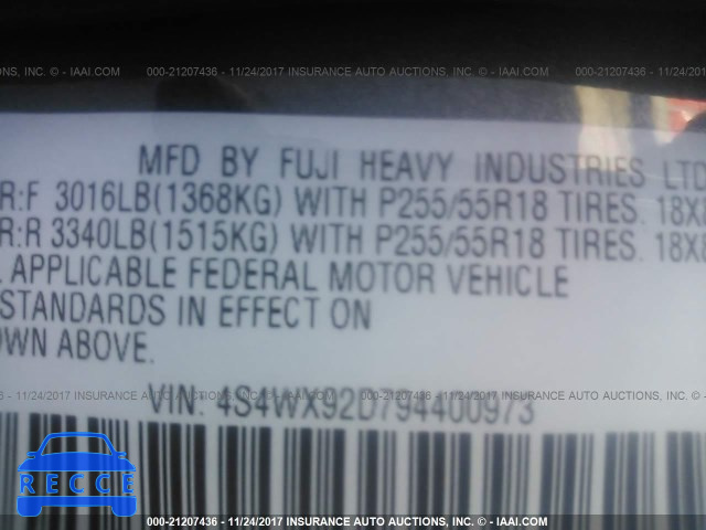 2009 SUBARU TRIBECA LIMITED 4S4WX92D794400973 image 8