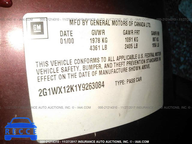 2000 Chevrolet Monte Carlo SS 2G1WX12K1Y9263084 зображення 8