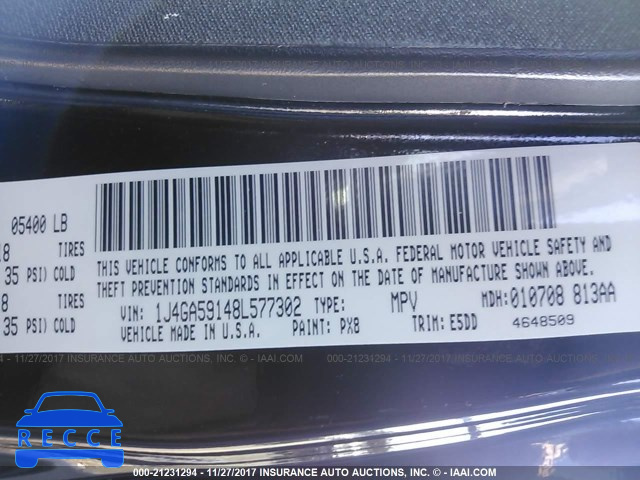 2008 JEEP WRANGLER UNLIMITE SAHARA 1J4GA59148L577302 image 8