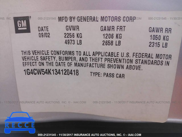 2003 Buick Park Avenue 1G4CW54K134120418 image 8