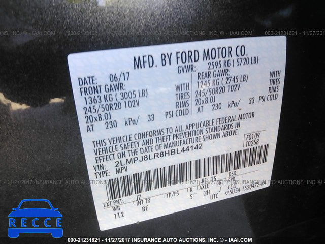 2017 LINCOLN MKX RESERVE 2LMPJ8LR8HBL44142 image 8