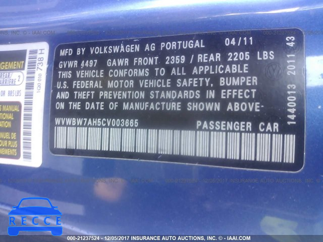 2012 Volkswagen EOS KOMFORT WVWBW7AH5CV003665 image 8