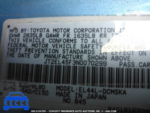 1992 Toyota Paseo JT2EL45F3N0070299 Bild 8