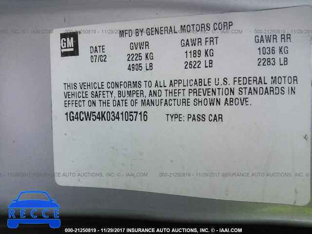 2003 Buick Park Avenue 1G4CW54K034105716 Bild 8