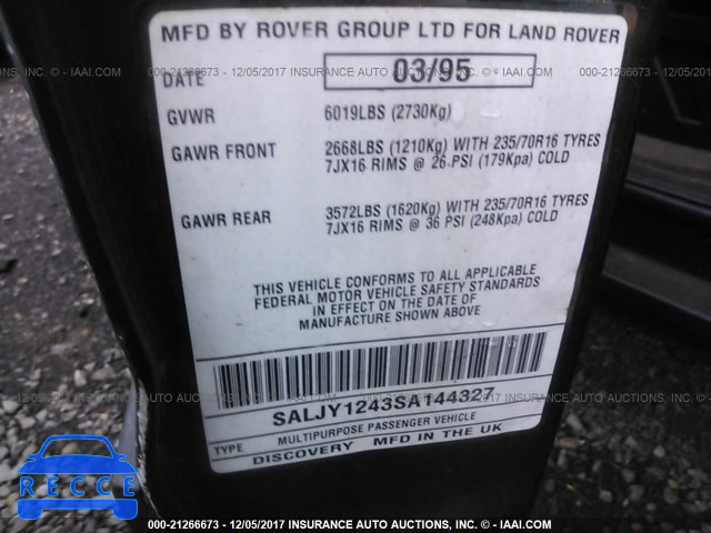 1995 LAND ROVER DISCOVERY SALJY1243SA144327 image 8