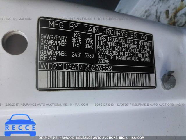 2002 FREIGHTLINER SPRINTER 2500 WD2YD341425296558 Bild 8