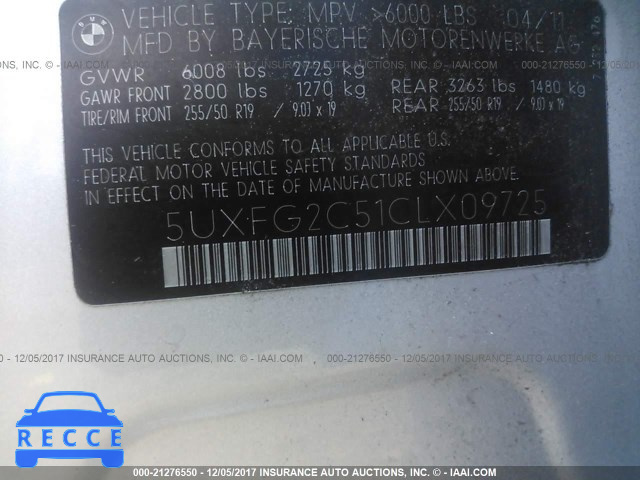 2012 BMW X6 XDRIVE35I 5UXFG2C51CLX09725 image 8