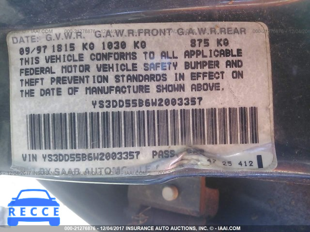 1998 Saab 900 S YS3DD55B6W2003357 image 8