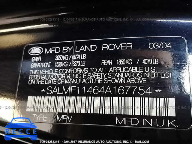 2004 Land Rover Range Rover HSE SALMF11464A167754 Bild 8