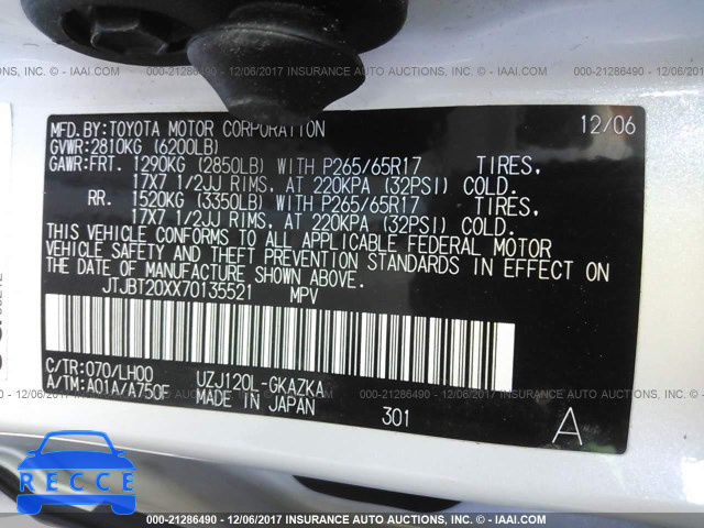 2007 Lexus GX 470 JTJBT20XX70135521 image 8