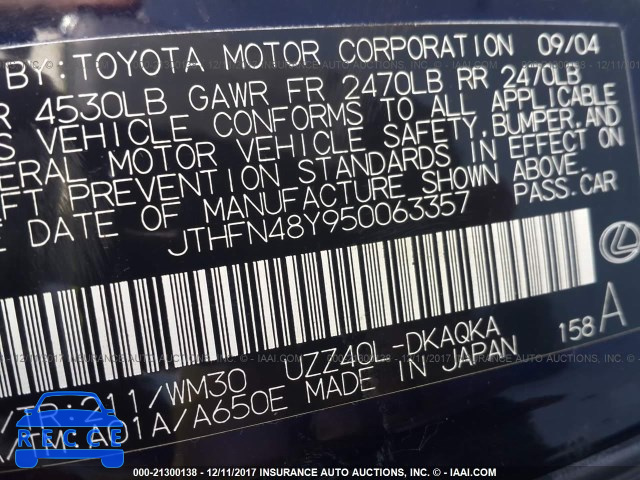 2005 Lexus SC 430 JTHFN48Y950063357 image 8