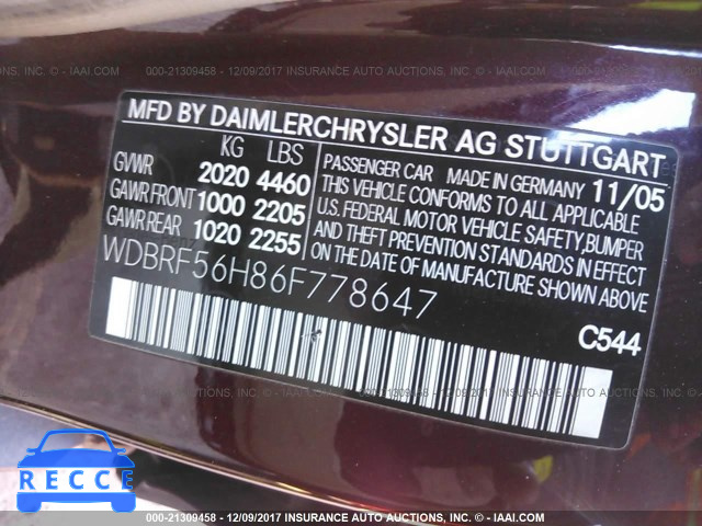 2006 MERCEDES-BENZ C 350 WDBRF56H86F778647 image 8