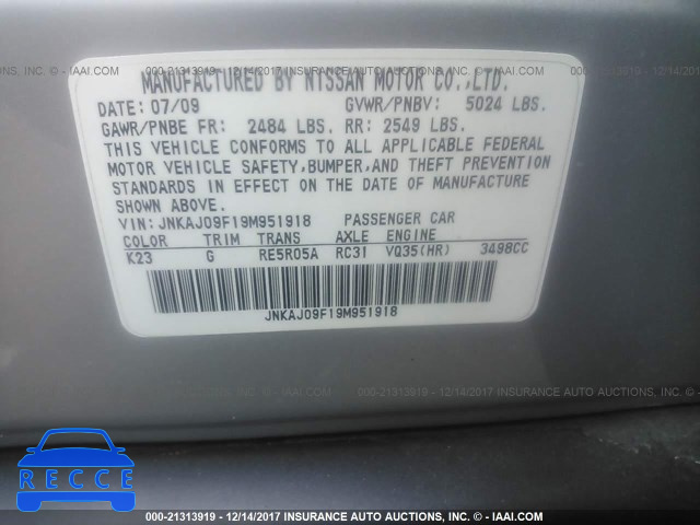 2009 Infiniti EX35 JOURNEY JNKAJ09F19M951918 image 8