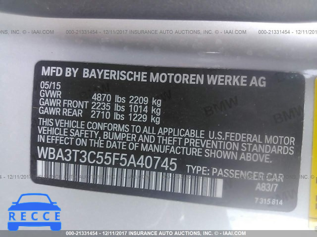 2015 BMW 435 I WBA3T3C55F5A40745 Bild 8