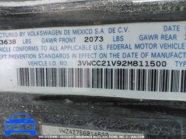 2002 VOLKSWAGEN CABRIO GLS 3VWCC21V92M811500 image 8