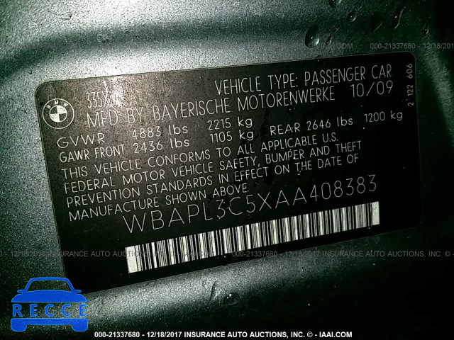 2010 BMW 335 XI WBAPL3C5XAA408383 image 8