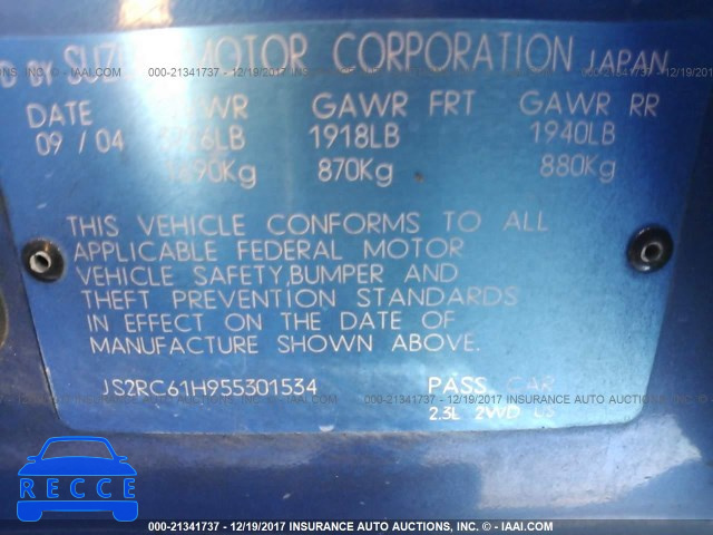 2005 SUZUKI AERIO SX JS2RC61H955301534 image 8