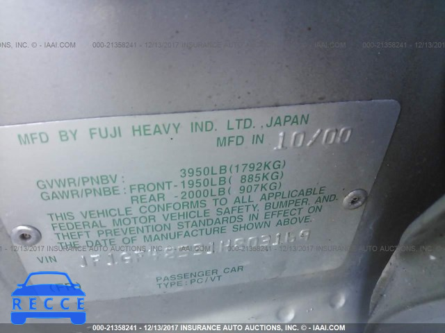 2001 SUBARU IMPREZA OUTBACK SPORT JF1GF48531H803169 image 8
