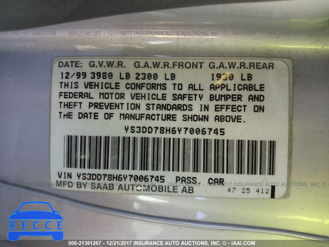 2000 SAAB 9-3 YS3DD78H6Y7006745 image 8